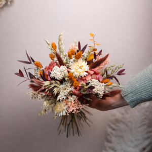 Bouquet de mariée en fleurs séchées - Aube d'automne