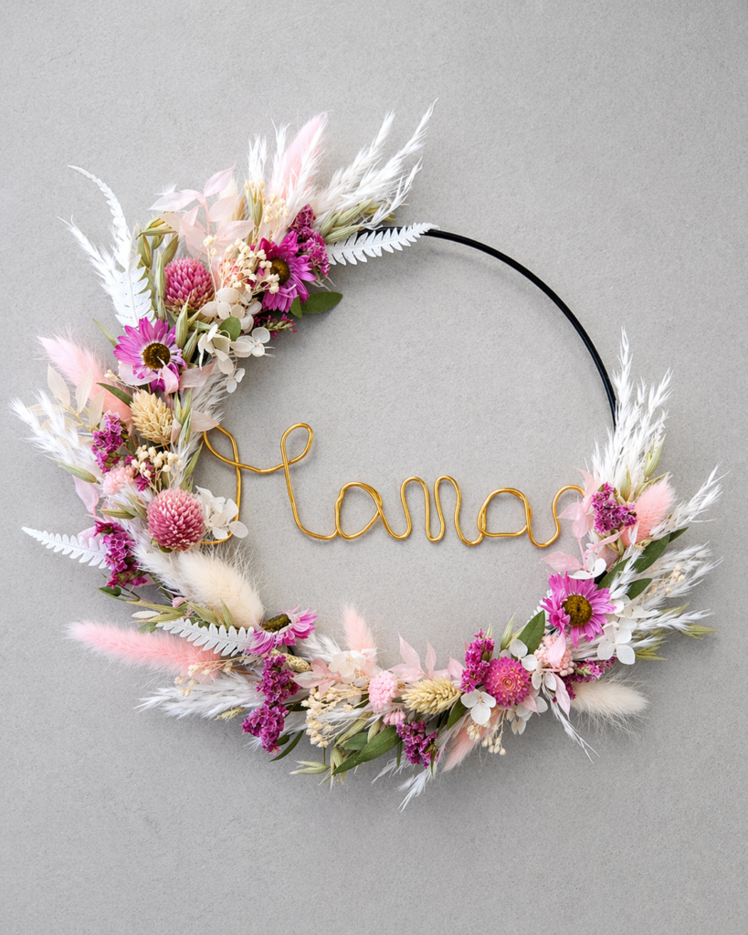 Couronne en fleurs séchées Fête des mères